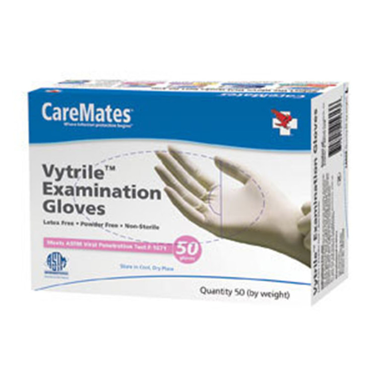 Caremates Vytrile Exam Latex Free Gloves, Small Gloves, 50 Ea