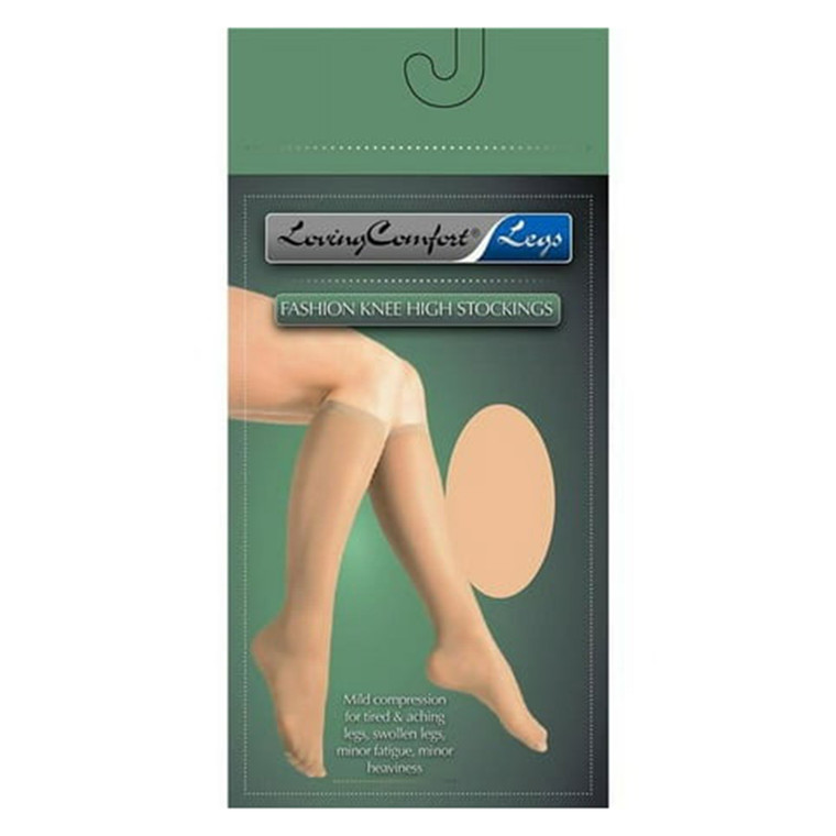 Loving Comfort Sheer Knee High Stockings 8 to 15Mmhg Beige, Medium, 1 Pair