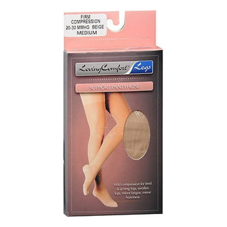 Loving Comfort Firm Compression Support Pantyhose, 20 to 30Mmhg Medium, Beige, 1 Ea
