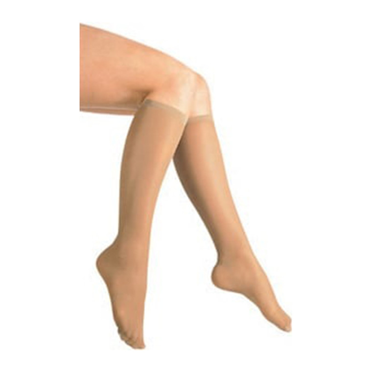 Loving Comfort Microfiber Knee High 10 To 20Mmhg Closed Toe Womens Beige Small, 1 Pair