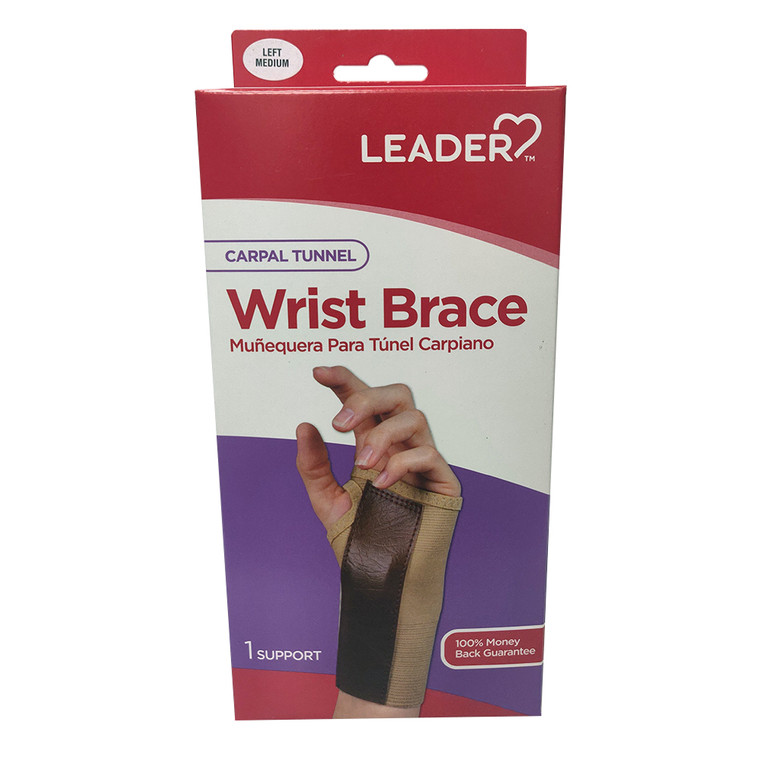 Leader Left Hand Medium Carpal Tunnel Wrist Support Brace for Pain Relief 1Ea