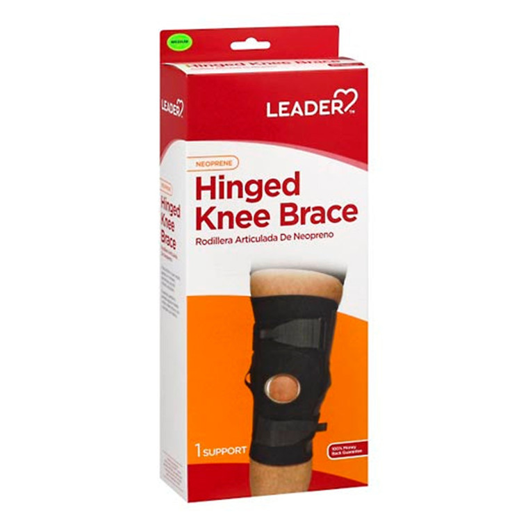 Leader Neoprene Hinged Knee Support Brace Black Medium for Knee Compression and Stability 1Ea