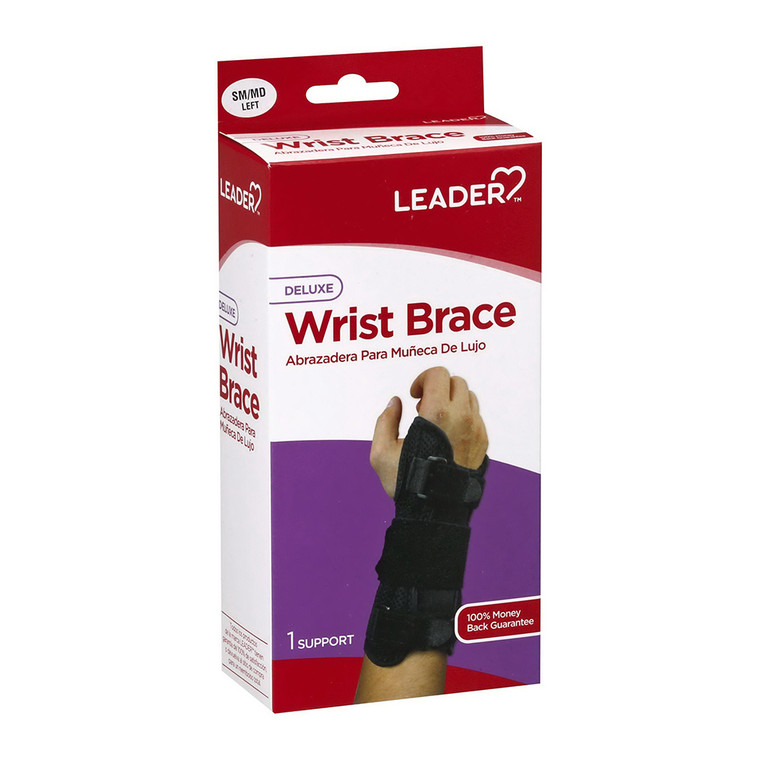 Leader Deluxe Wrist Brace Stabilizer Left, Small/Medium, 1 Ea