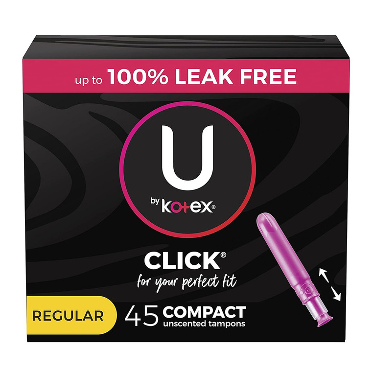 U by Kotex Click Compact Tampons Regular Absorbency, Unscented 6 Pack, 45 Ea