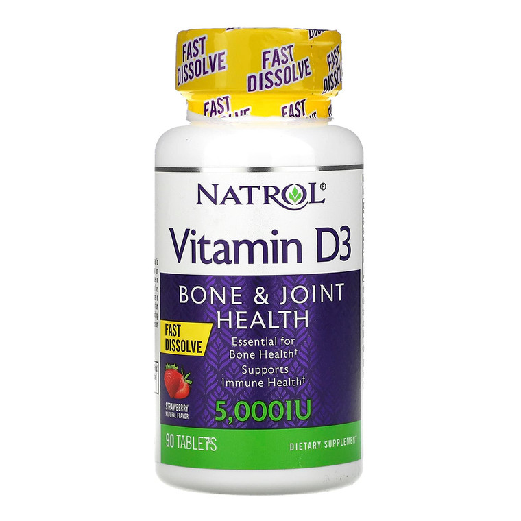 Natrol Vitamin D3 Fast Dissolve 5000 IU Capsules, Strawberry, 90 Ea