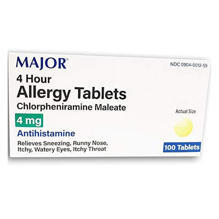 Major Allergy Chlorpheniramine 4 Mg Tablets, 100 Ea