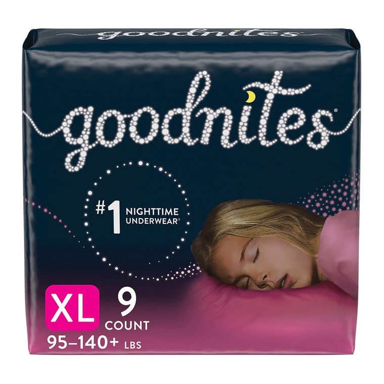 Goodnites Girls Nighttime Bedwetting Underwear, Extra Large, 9 Ea