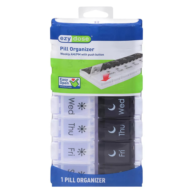 Ezy Dose Weekly AM PM with Push Button Pill Organizer 1Ea
