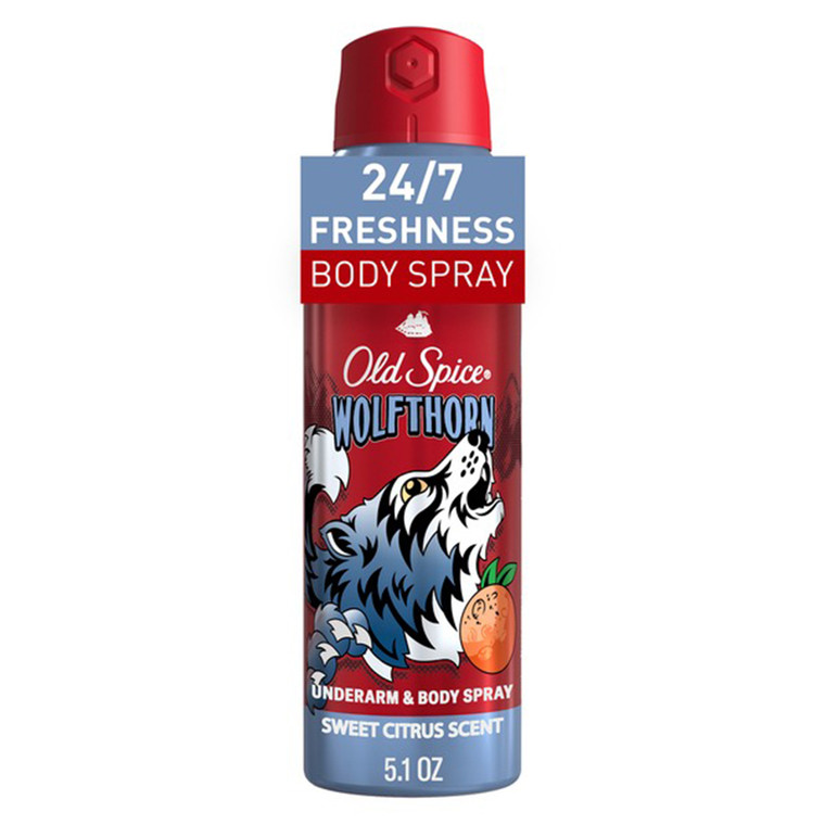 Old Spice Aluminum Free Body Spray For Men, Wolfthorn, 5.1 Oz