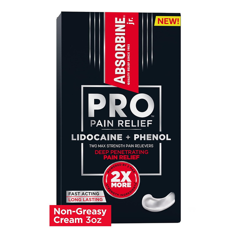 Absorbine Jr Pro Max Strength Lidocaine Cream, Non Greasy, 3 Oz