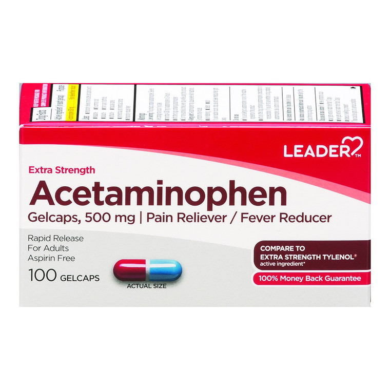 Leader Acetaminophen, Extra Strength 500 Mg, 100 Gelcaps