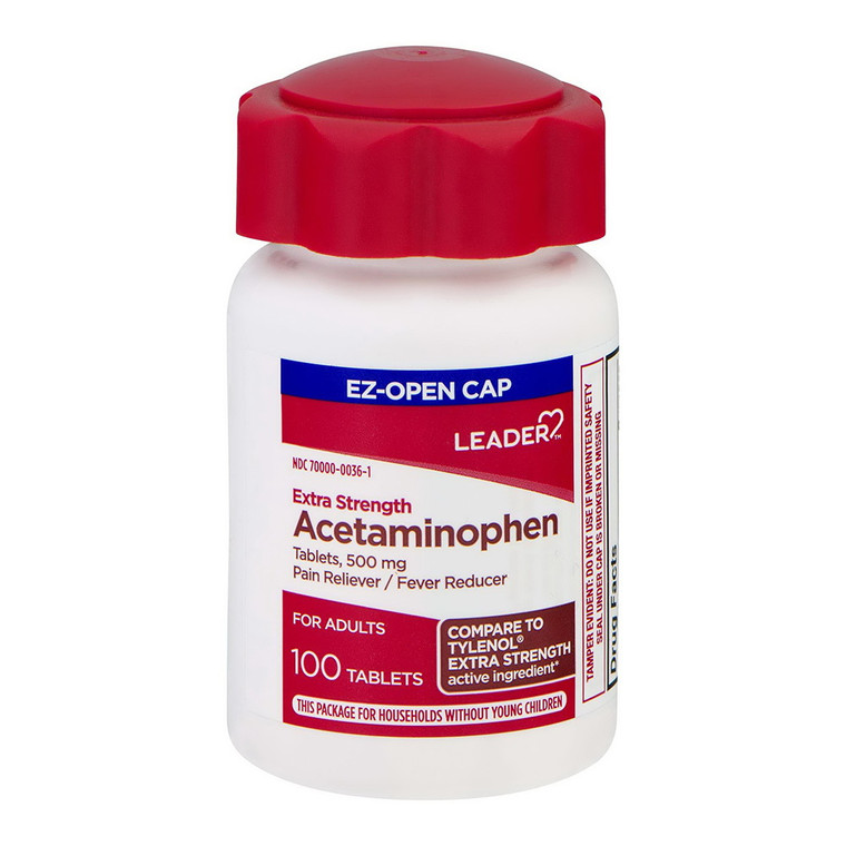 Leader Acetaminophen Extra Strength 500 Mg Tablets For Adults, 100 Ea