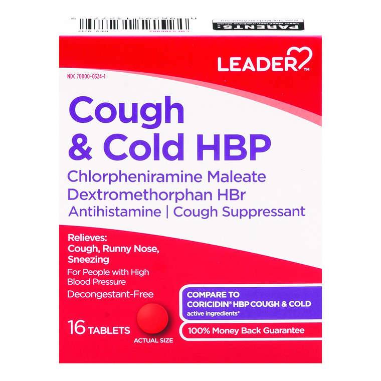 Leader Cough And Cold Hbp Tablets, 16 Ea