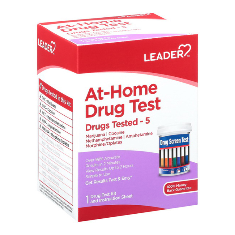 Leader Drug Test Kit, At Home ( 5 Drugs 1 Testing Kit ), 1 Ea