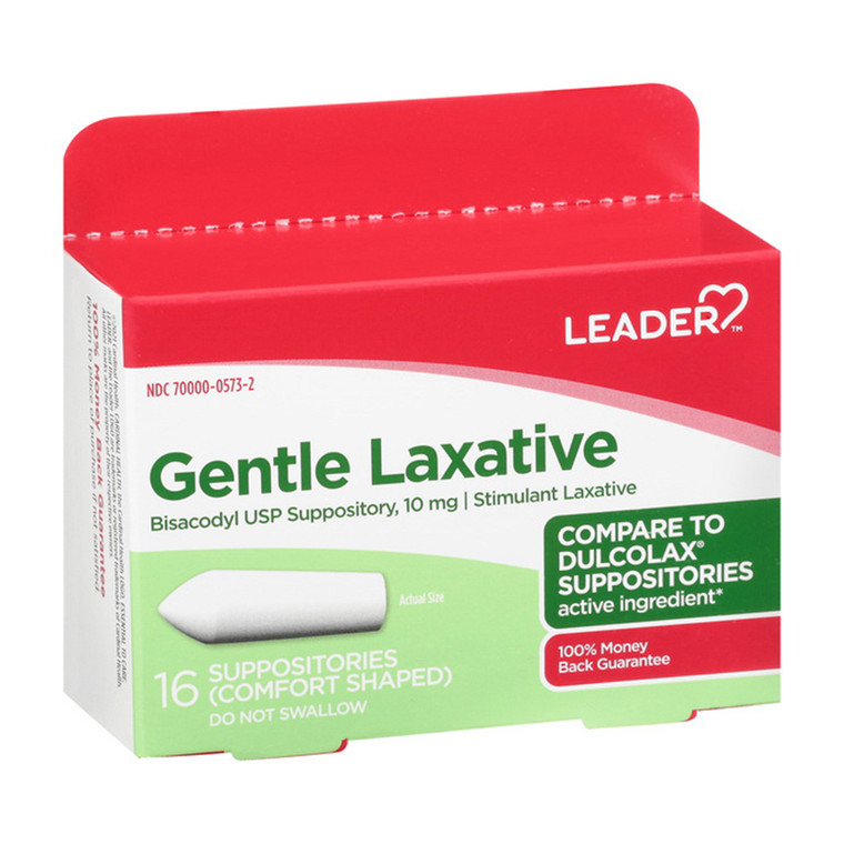 Leader Gentle Laxative Bisacodyl 10 Mg Suppositories, 16 Ea