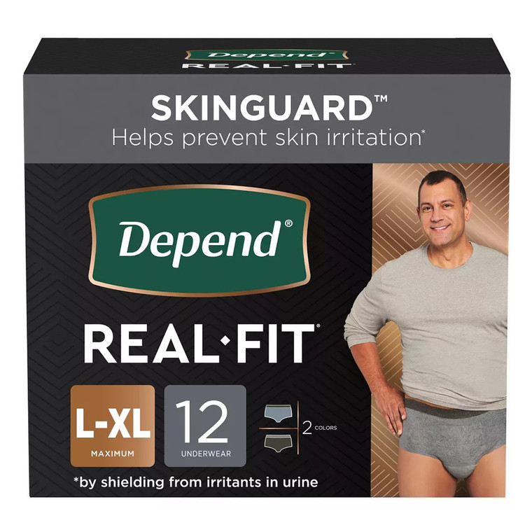 Depend Real Fit Incontinence Underwear For Men Large And Extra Large, 12 Ea