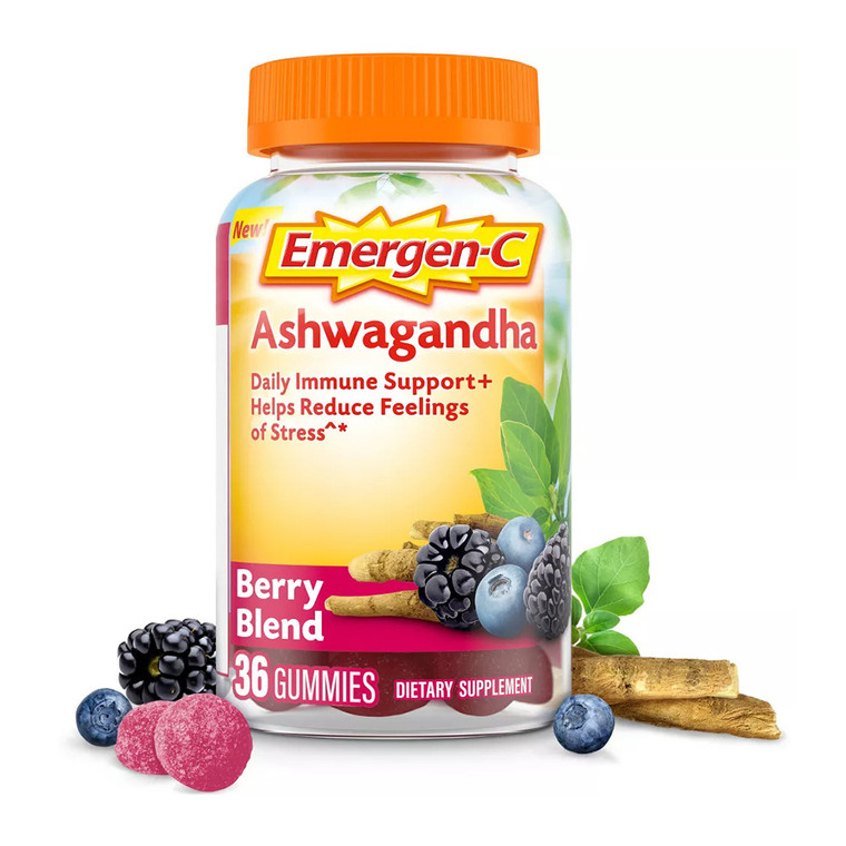 Emergen C Ashwagandha Immune And Stress Gummies, Berry Blend, 36 Ea