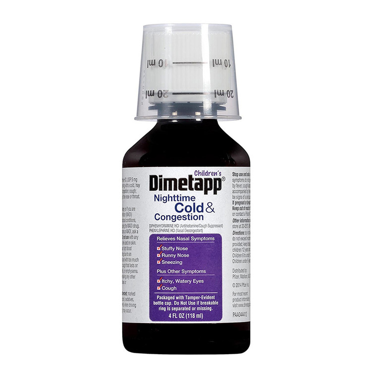 Dimetapp Childrens Nighttime Cold And Congestion Syrup, 4 Oz