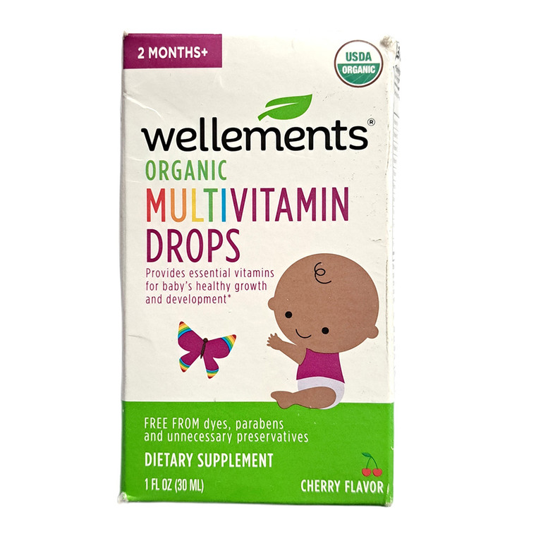 Wellements Organic Multivitamin Drops, Cherry, 30 Ml