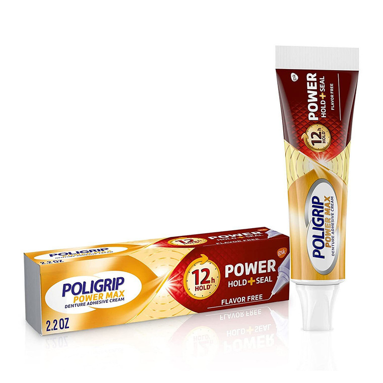 Poligrip Power Max Denture Adhesive Cream, 2.2 Oz