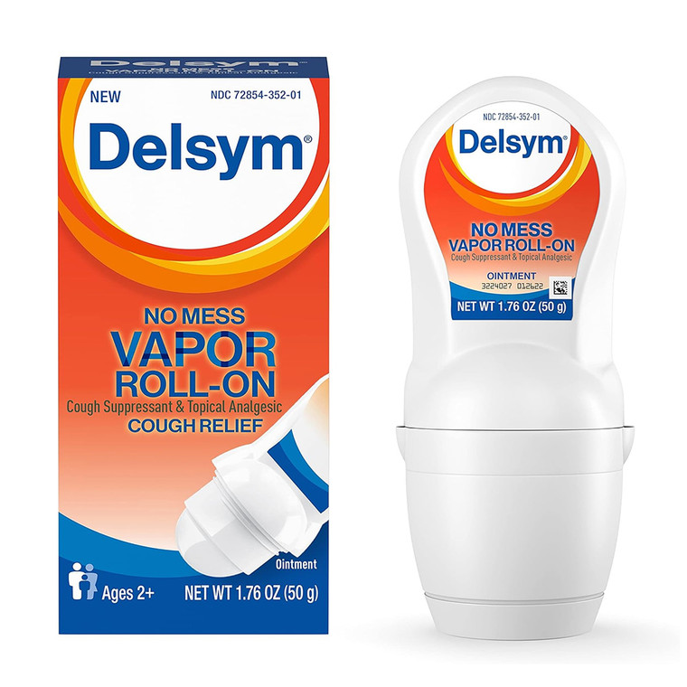 Delsym Vapor Roll On No Mess Cough Suppressant and Topical Analgesic Relief Ointment 1.76Oz (50g)