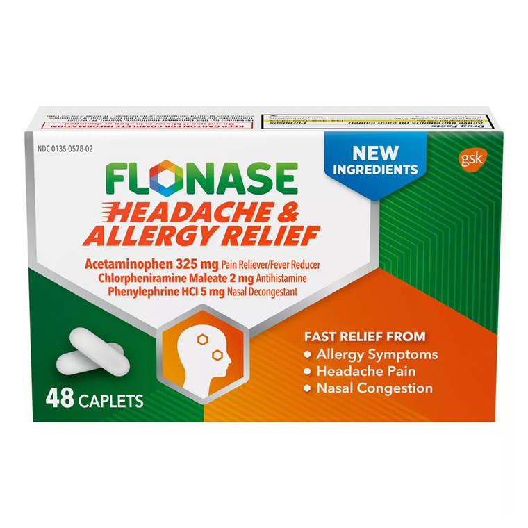 Flonase Acetaminophen Headache And Allergy Relief Caplets, 48 Ea