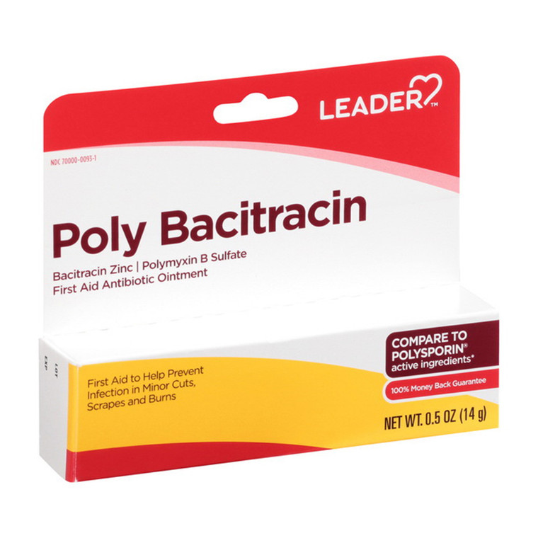 Leader First Aid, Antibiotic Ointment, Poly Bacitracin, 0.5 Oz