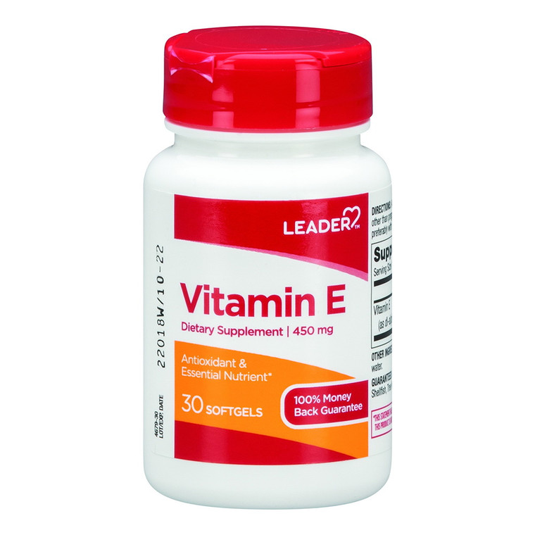 Leader Vitamin E, Dietary Supplement, 450 Mg Softgels, 30 Ea