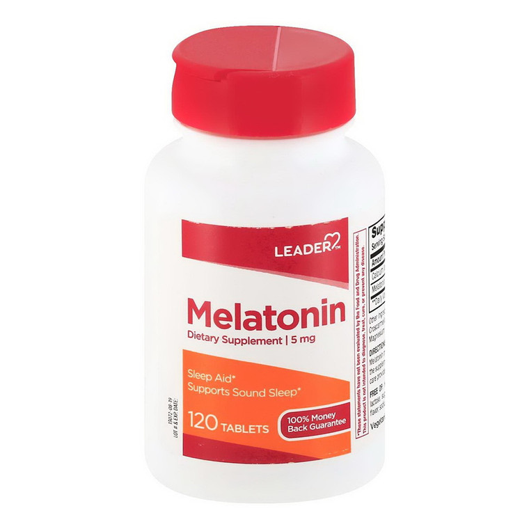 Leader Melatonin, Dietary Supplement, 5 Mg Tablets, 120 Ea
