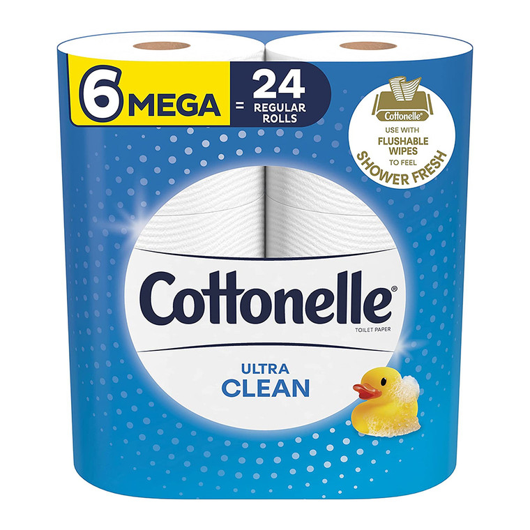 Cottonelle Ultra Clean Toilet Paper, Mega Rolls, 312 Sheets Per Roll, 6 Ea