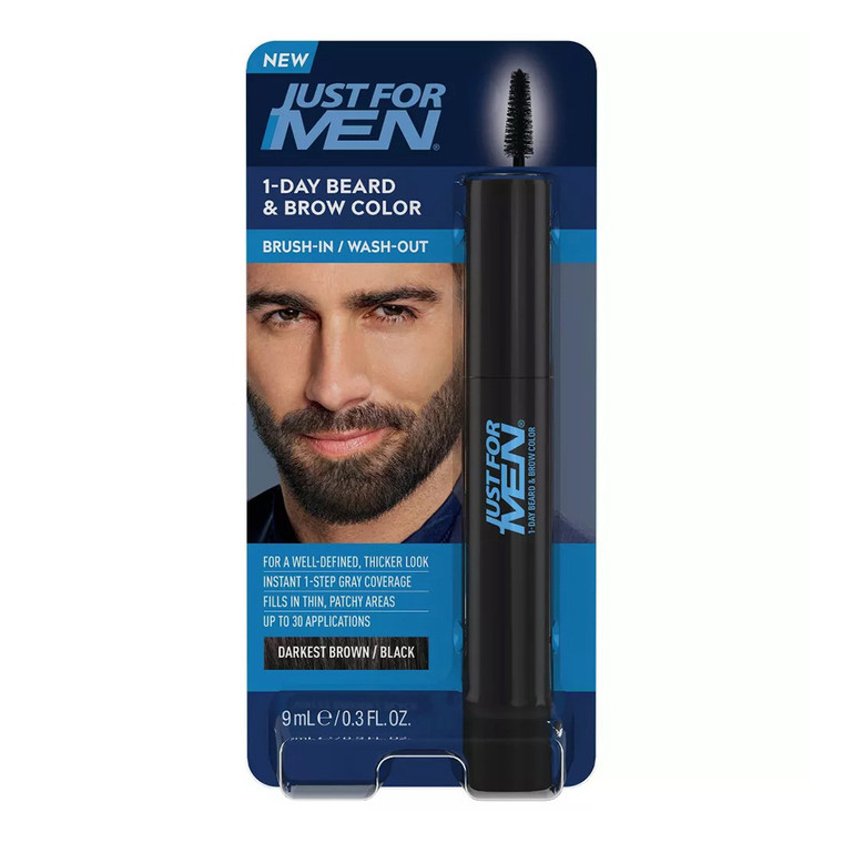 Just For Men 1 Day Temporary Beard And Brow Color, Darkest Brown And Black, 1 Ea