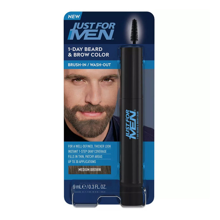 Just For Men 1 Day Temporary Beard And Brow Color, Medium Brown, 1 Ea