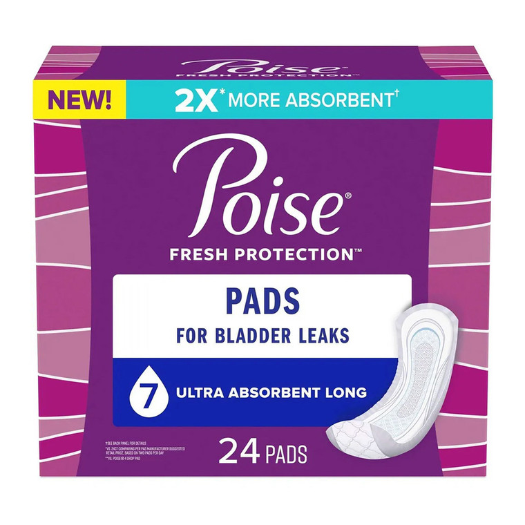 Poise Incontinence Pads For Women, Ultra Absorbency, 24 Ea