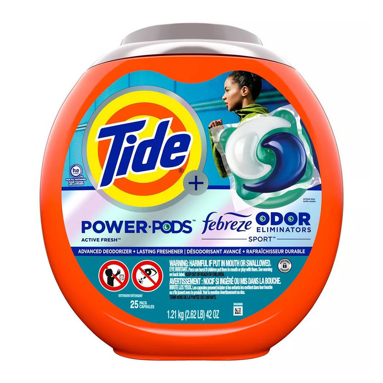 Tide Power Pods Laundry Detergent,  Febreze Odor Sport, 42 Oz