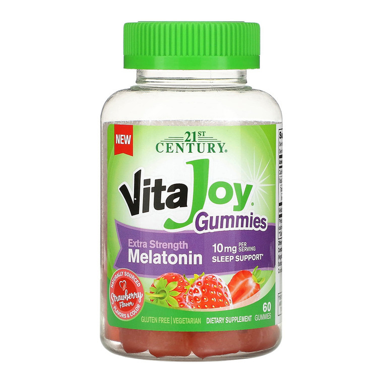 21st Century Vita Joy Melatonin Extra Strength 10 Mg Gummies, Strawberry, 60 Ea