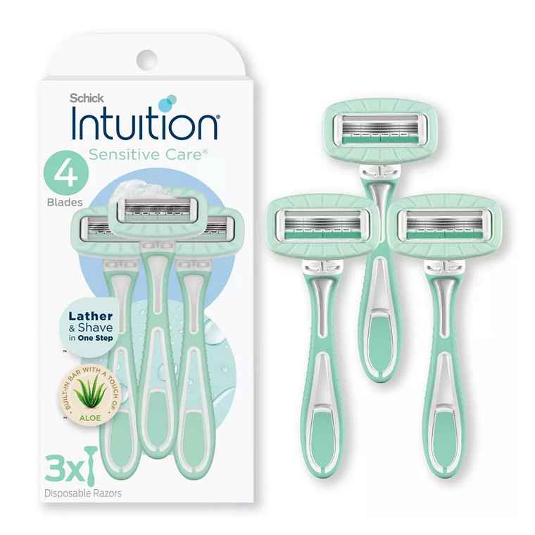 Schick Intuition Sensitive Care Disposable Razor, Aloe, 3 Ea