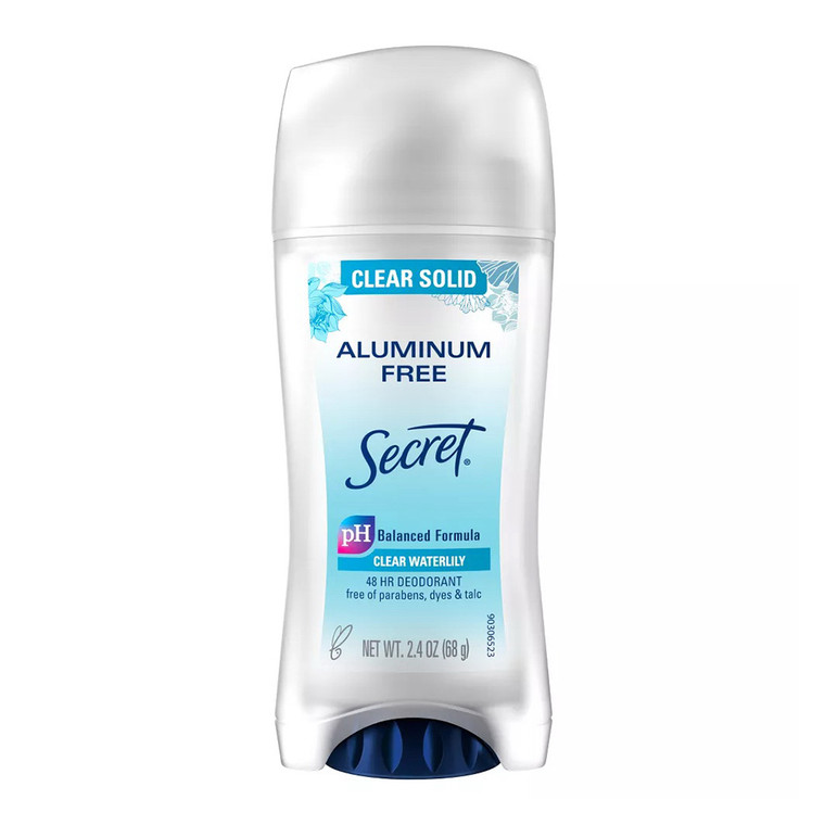 Secret Womens Aluminum Free Clear Solid Deodorant, Waterlily, 2.4 Oz