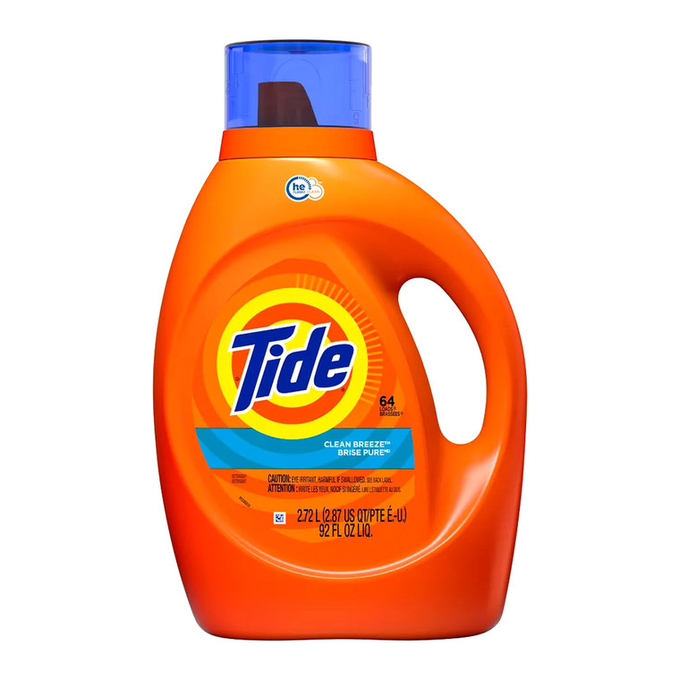 Tide Clean Breeze Scent Laundry Liquid Detergent, 4 Ea/92 Oz