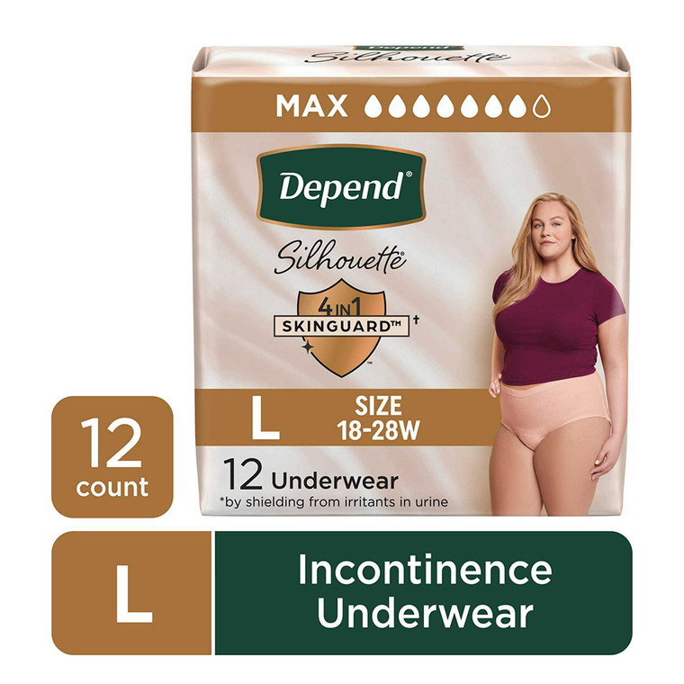 Depend Silhouette Incontinence and Postpartum Underwear for Women Rapidly Absorbs Leak and Odors Keep Fresh 12Ea