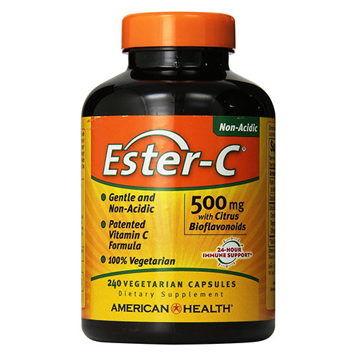 American Health Ester C 500mg with Citrus Bioflavonoids Capsules for Immune Support 240Ea