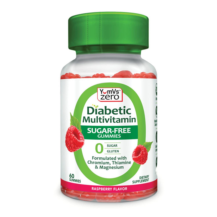Yum Vs Diabetic Multivitamins Sugar Free Gummies, Raspberry, 60 Ea