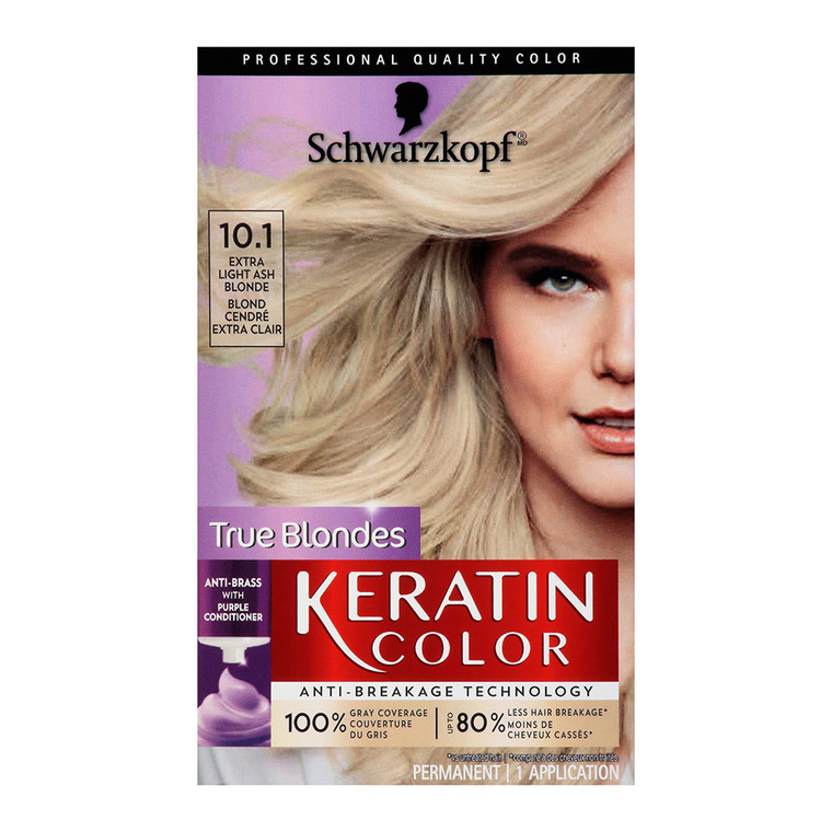 Schwarzkopf Keratin Color Permanent Hair Color 10.1, Extra Light Ash Blonde, 1 Ea