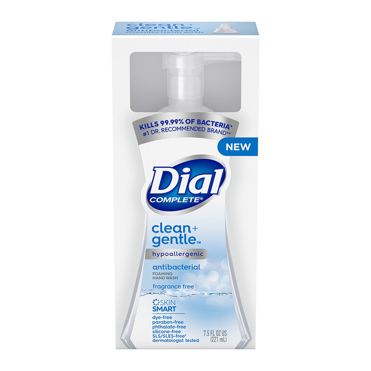 Dial Complete Clean And Gentle Antibacterial Foaming Hand Wash, Fragrance Free, 7.5 Oz