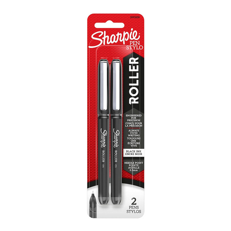 Sharpie Retractable Rollerball Pen, Black, 2 Ea
