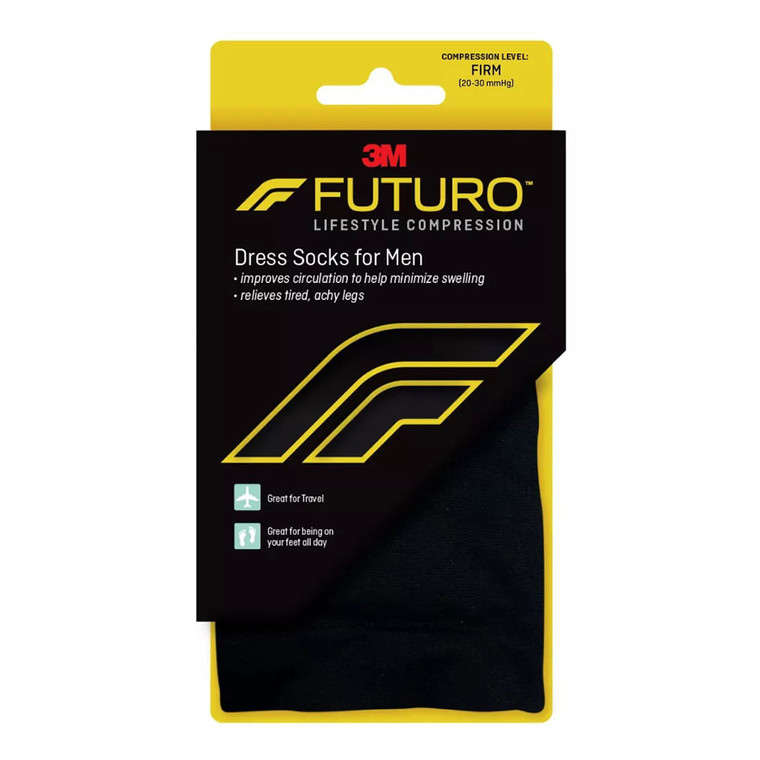 Futuro Mens Dress Socks For Improved Circulation, Black, 1 Pair