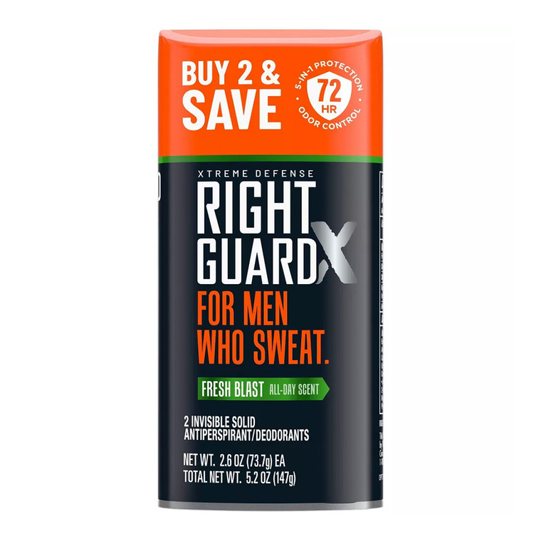 Right Guard Xtreme Invisible Solid Antiperspirant And Deodorant, Fresh Blast, Pack Of 2, 2.6 Oz