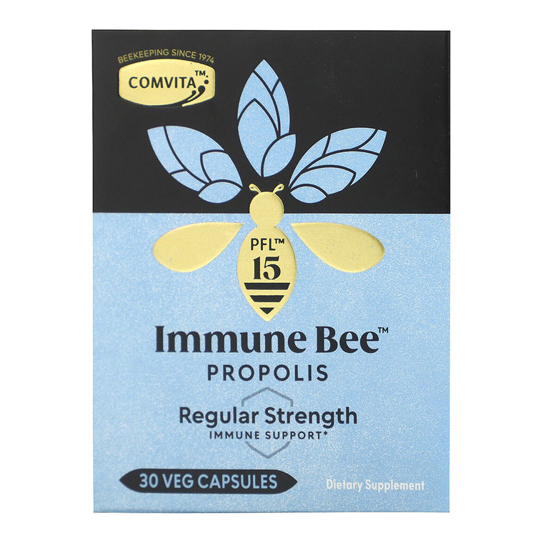 Comvita Immune Bee Propolis, Regular Strength Immune Support PFL15 Veg Capsules, 30 Ea