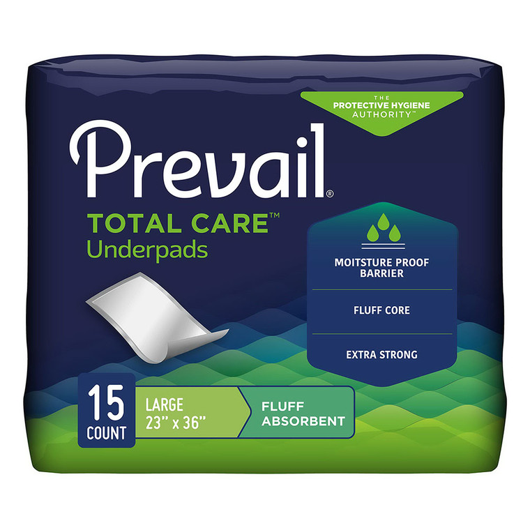Prevail Fluff Underpad, Large, 15 Ea