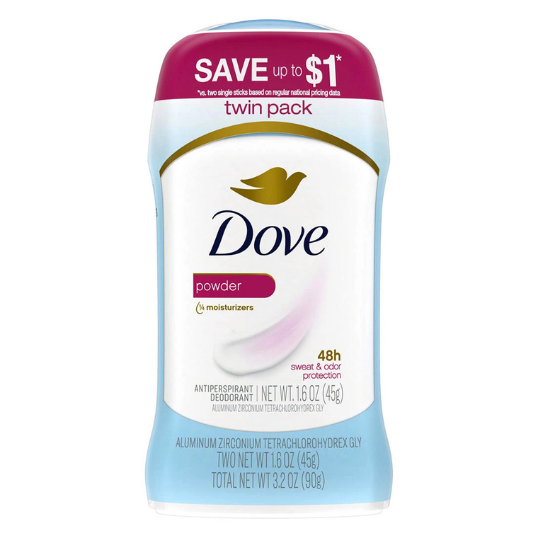 Dove Invisible Solid Womens Antiperspirant and Deodorant Powder Scent Twin Pack 1.6Oz (45g) 1Ea