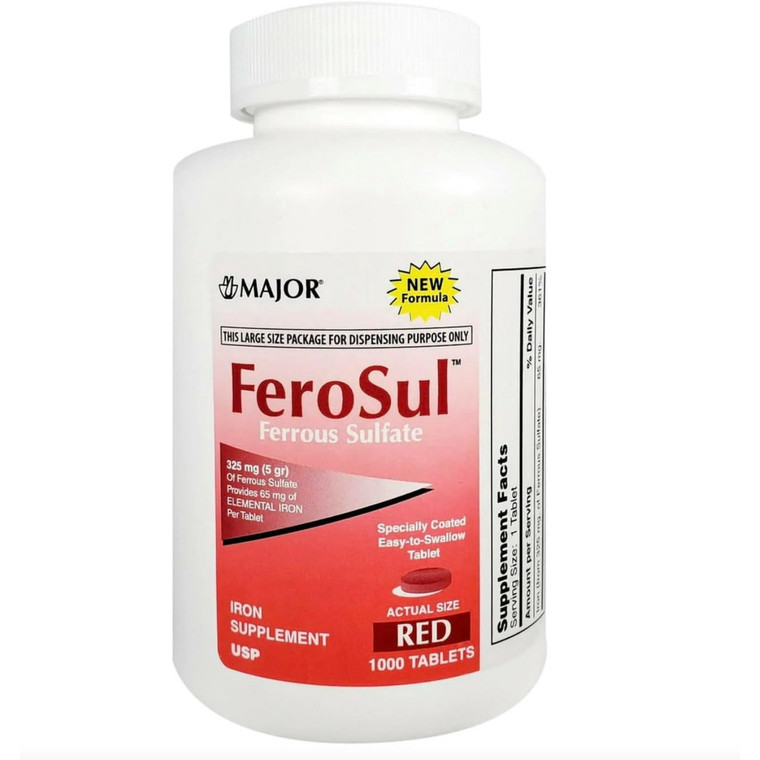 Major Ferosul Ferrous Sulfate Tablets, 325 Mg, 1000 Ea